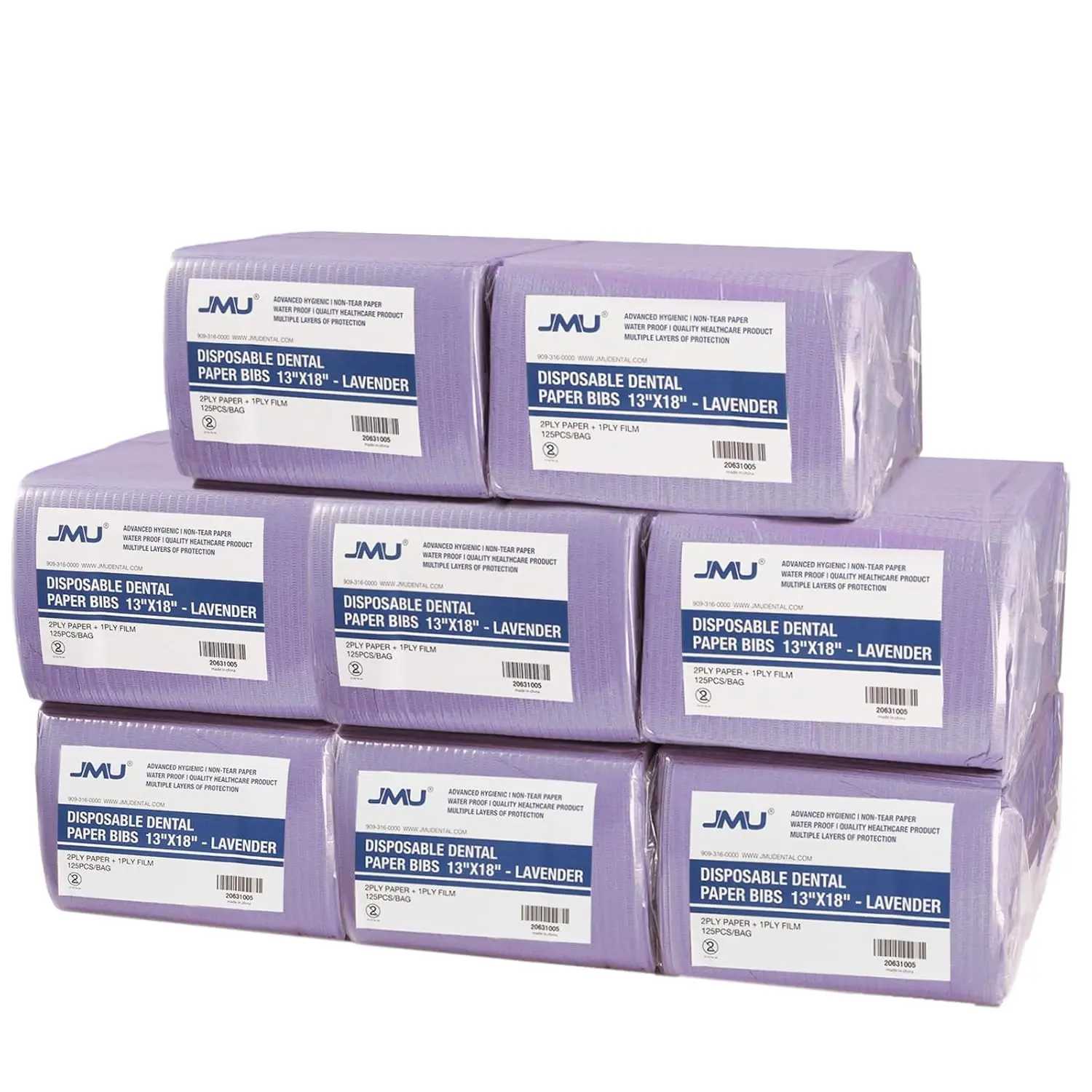 

Disposable Dental Bibs, 1000 Count, 2-Ply Tissue with 1-Ply Film, Purple Bulk Pack, 13" x 18", Ideal for Tattoo and Medical Use