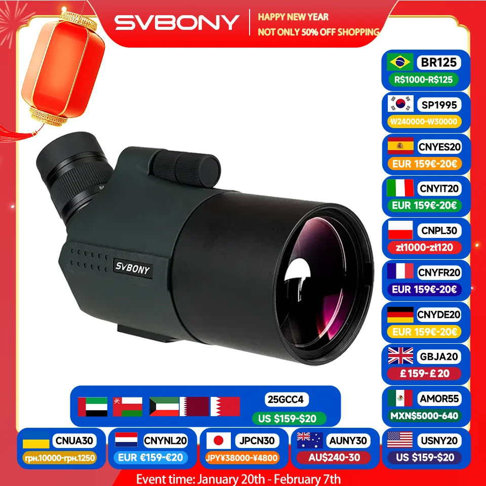 SVBONY SV41 Pro Mak Spotting Scopes Astronomical Telescope 28-84x80 FMC K9 Waterproof Camping Equipment for Target Shooting