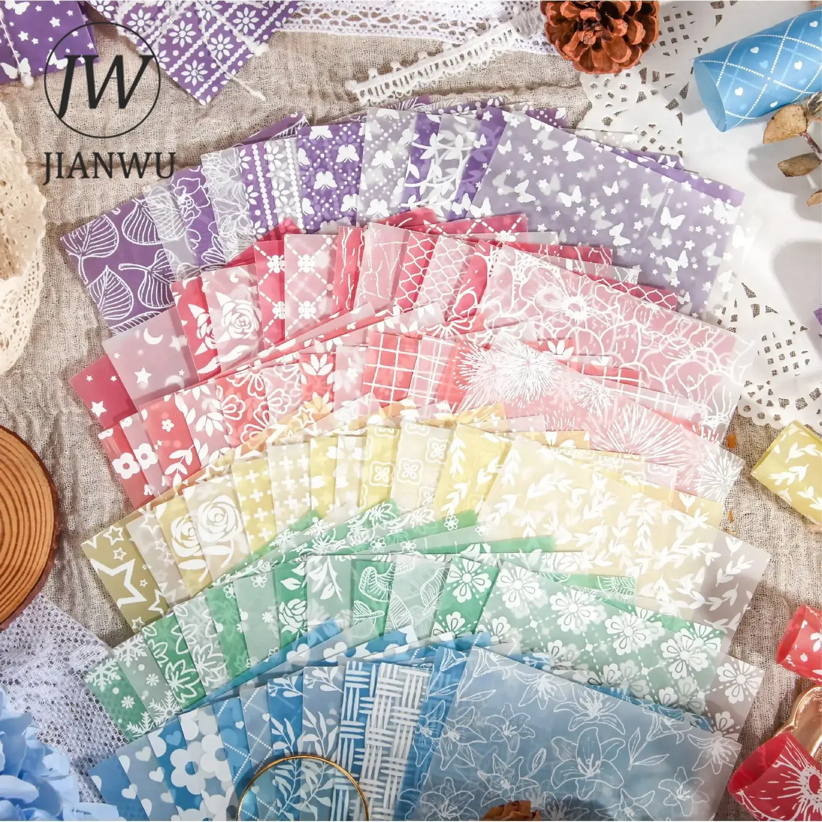 JIANWU Plain White Dream Series Vintage Lace Hollow Collage Decor Material Paper Creative Junk Journal Scrapbooking Stationery