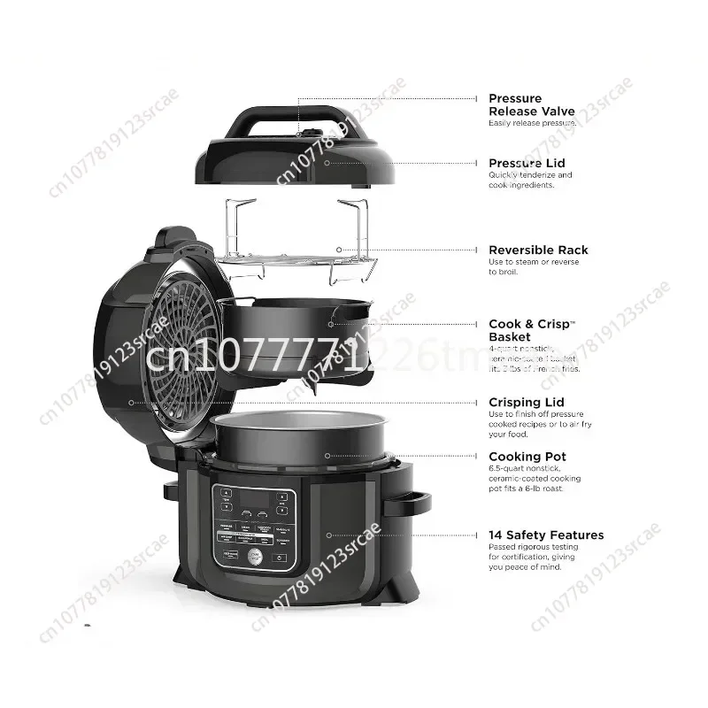 Large Capacity 7-in-1 Pressure Cooker, Barbecue/Dehydration/Slow Cooker/Air Fryer