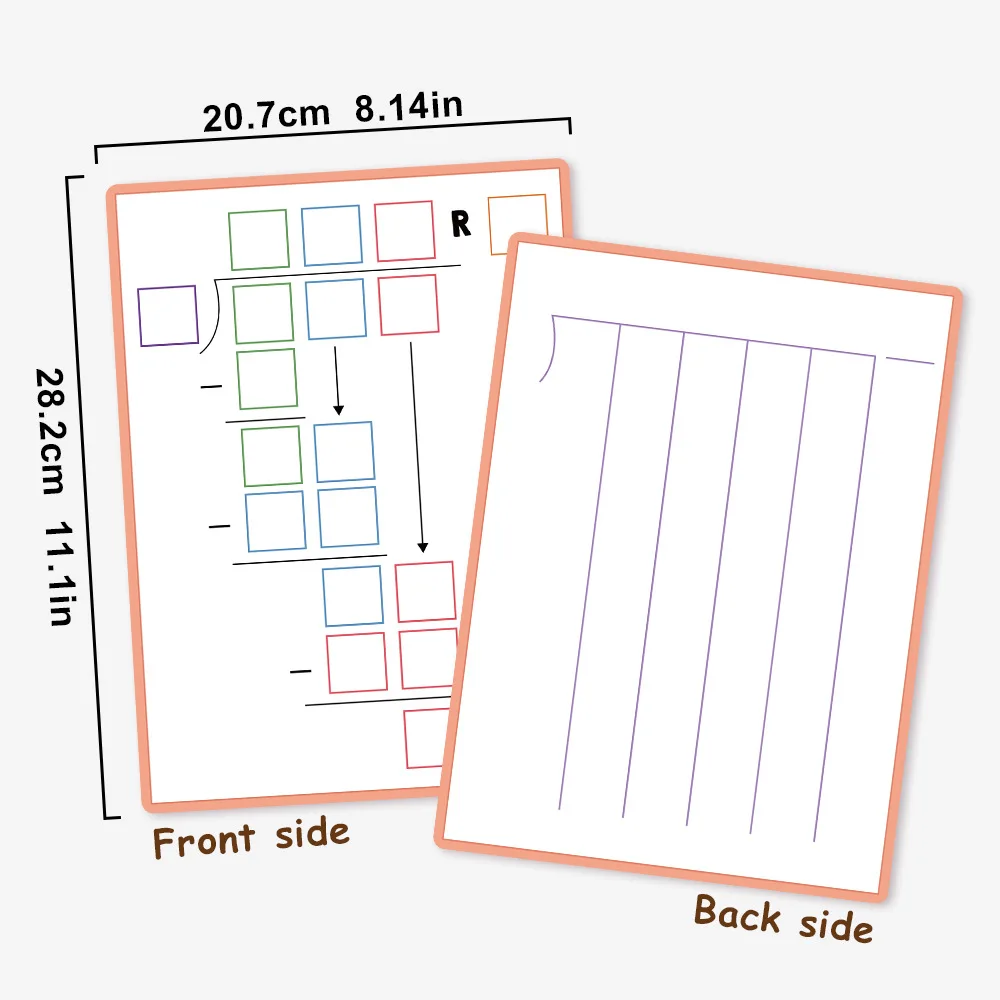 Double Sided Erasable Division Operation Steps A4 Size Learning Aids for Elementary Students Calculation Process