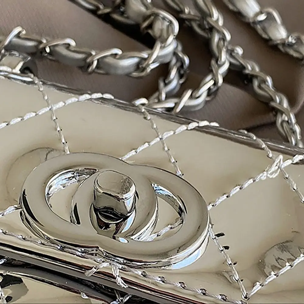 PU Leather Crossbody Bag Fashion Decorative Chain Mini Coin Purse Solid Color Evening Bag Girls