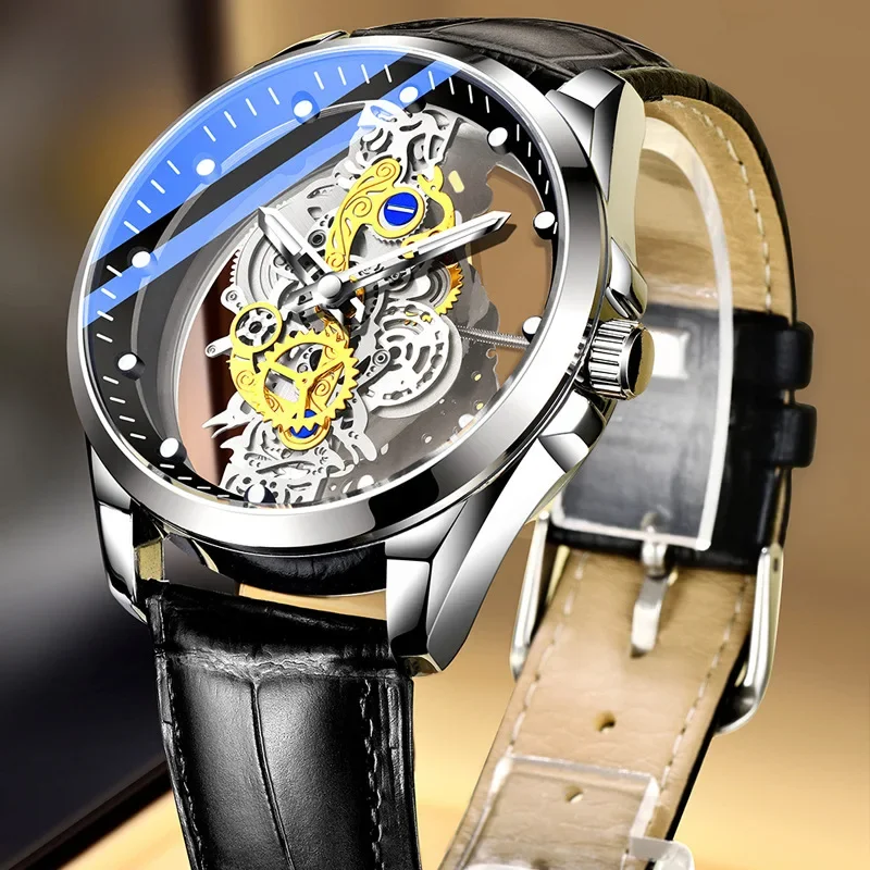 Reloj de moda para hombre, cronógrafo de acero inoxidable resistente al agua, antiarañazos, Tourbillon, luminoso, de doble cara