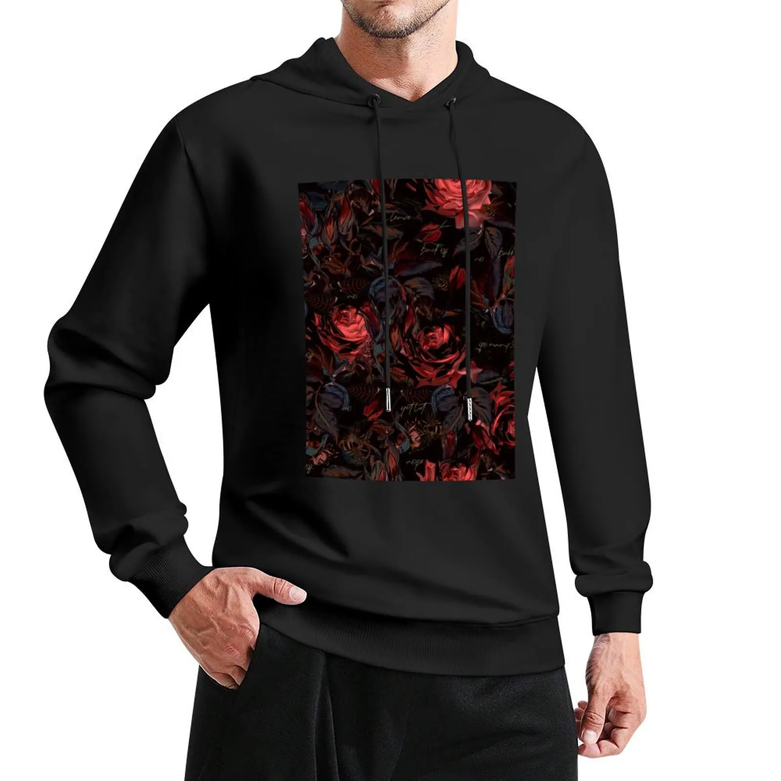 

floral distance Pullover Hoodie streetwear men korean style clothes autumn new products clothes for men new hooded tee