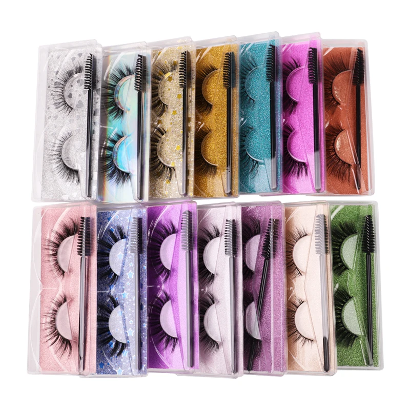 Ensemble de faux cils 3D avec brosse, série V, longs cils manga naturels, moelleux, doux, contaminants croisés, accessoires de maquillage pour les yeux, 1 paire