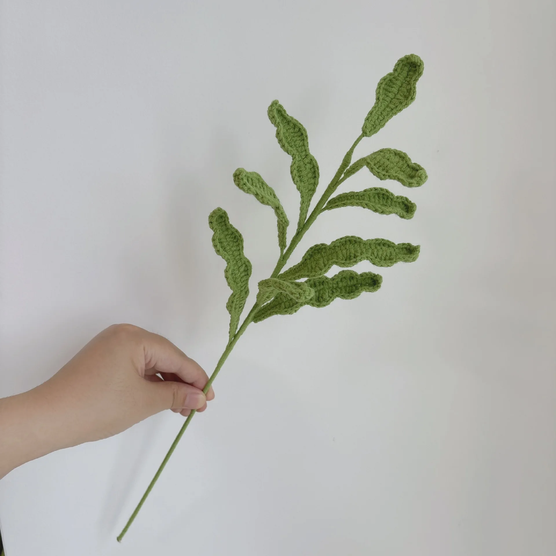 Kreativer Künstlicher Blumenstrauß aus Handgewebten Chrysanthemenblättern, Gehäkelte Blumen, Deko, Niedliche Gestrickte Blätter – Detail 4