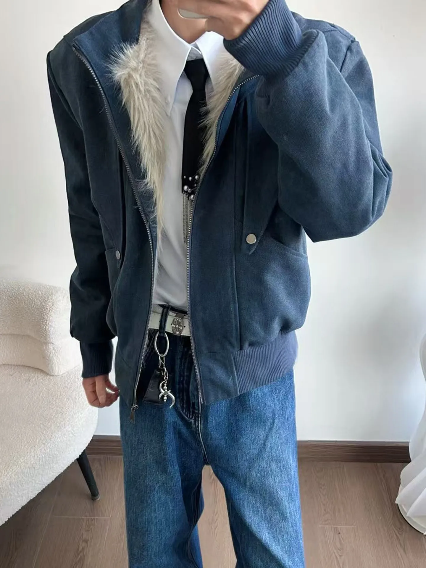 

Ретро-куртка в американском стиле с отстегивающимся меховым воротником Mountain Eagle, утепленная хлопковая куртка Cleanfit Deconstructed, парная модель