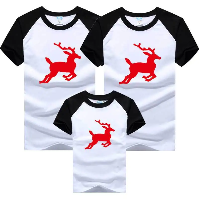 Cute Deer Family Matching Clothes Mom Dad Son and Daughter T-shirts Christmas Couple Kids Tees
