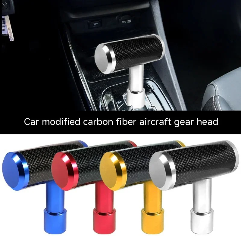 

New GM Automatic T-shaped carbon fiber Airplane joystick shift knob 105mm aluminum alloy shift lever shift lever head