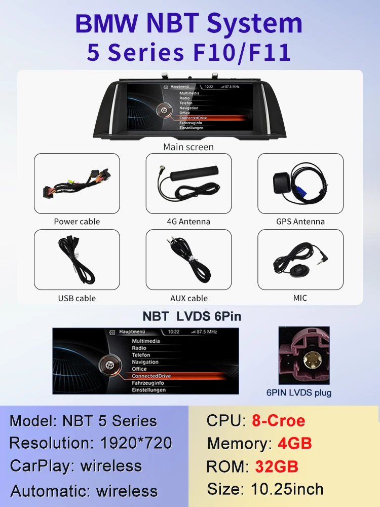 STWEI 2024 Nieuwe ID6 ID7 ID8 UI 10.25inc Android Systeem Draadloze Carplay AUTO Voor BMW 5 Serie F10 F11 CIC NBT Auto Spelers GPS NAVI