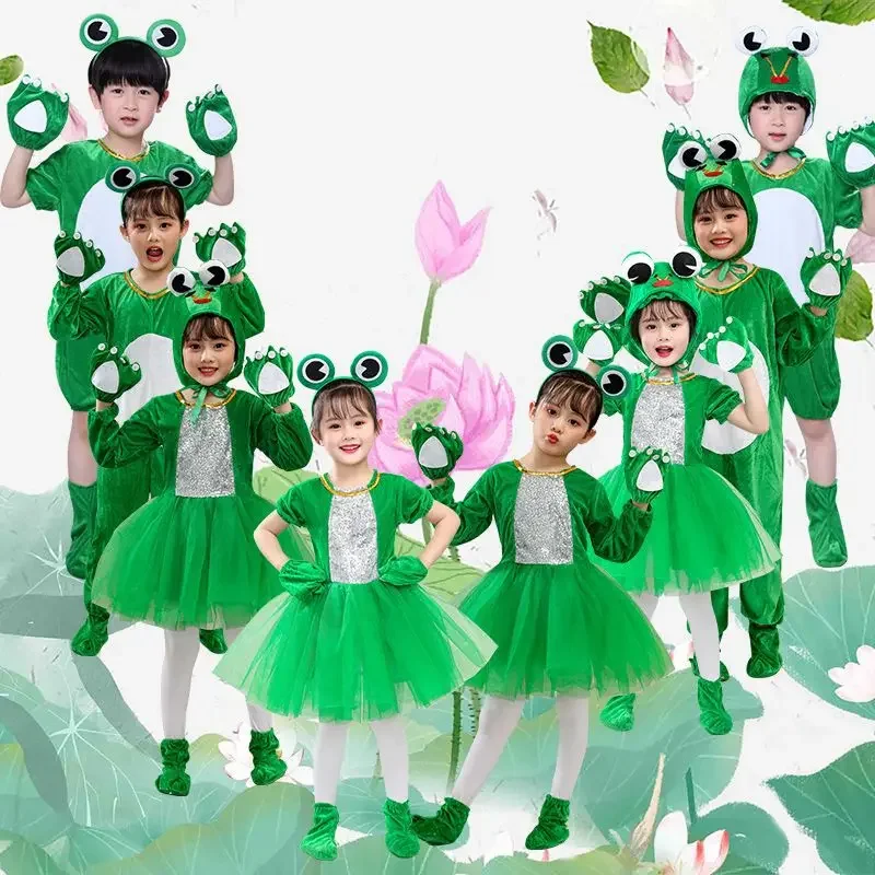 New Children's Frog Performance Clothing: Little Tadpole Finds Mom, Little Frog Cartoon Shaped Dance Performance Clothing