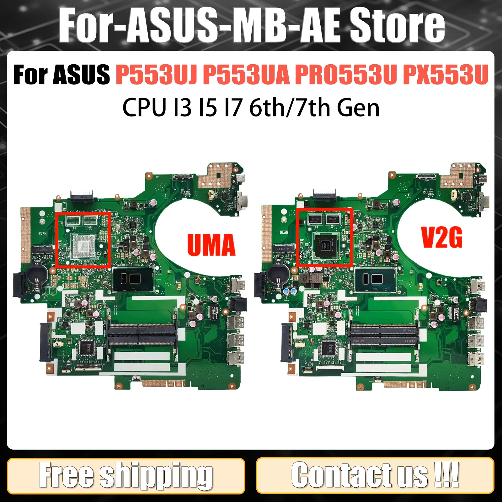 

AKEMY P553UJ For ASUS P553UA PRO553U PX553U P2540UQ P2540U P2540UV P2540UB P2540UA Laptop Motherboard CPU I3 I5 I7 6th/7th Gen