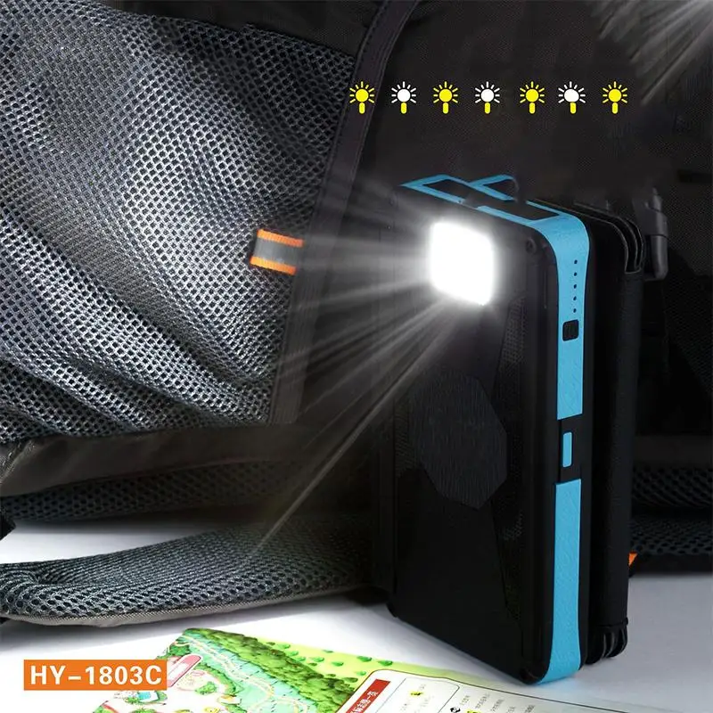 Solar Power Bank 20000mAh Dual USB External Battery Waterproof Polymer Battery Solar Charger Outdoor Light Lamp Powerbank