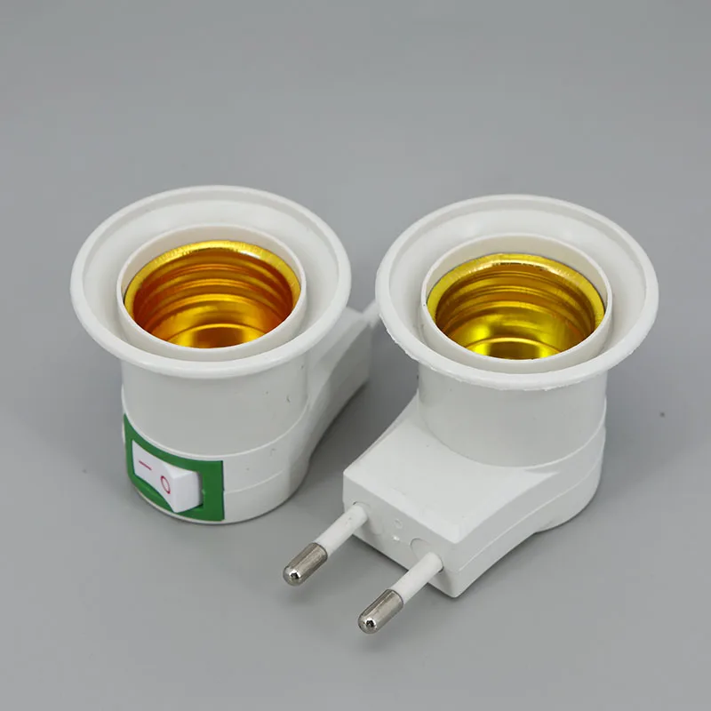 

AC 220V E27 Plug EU type led lamp Bulb Converter base power Socket holder light Adapter ON/OFF switch Control Lamp Holder