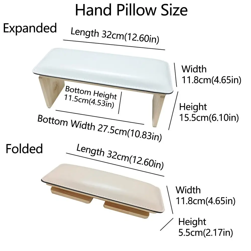 Składana poduszka pod ręce do manicure, oszczędzająca miejsce, z regulowanym nachyleniem, miękka poduszka do paznokci, drewniana podstawa, podpórka pod dłonie, poduszka do zdobienia paznokci.