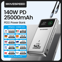 MOVESPEED M25Pro 140W Power Bank 25000mAh Type C Fast Charge Portable External Battery 100W PowerBank for iPhone MacBook Laptop