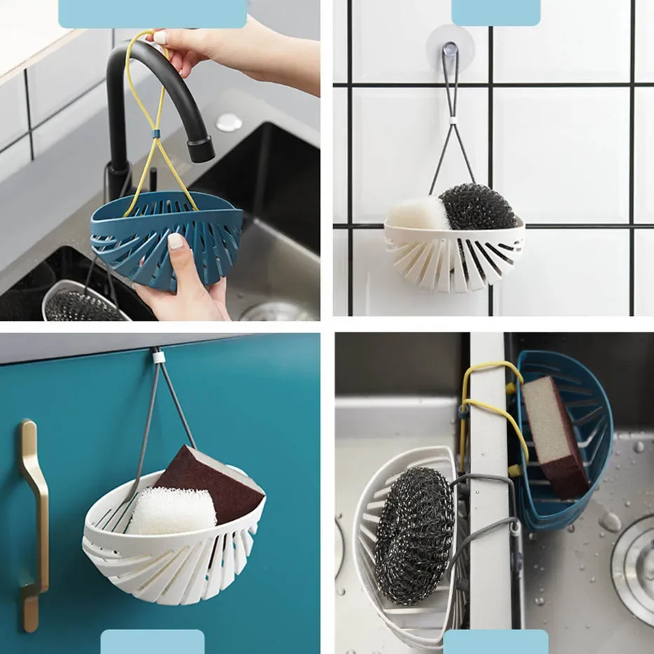 Adjustable Sink Soap Sponge Drain Rack Hanging Basket Storage Holder Shelf Organizer Shower Tray Bathroom Kitchen Accessories