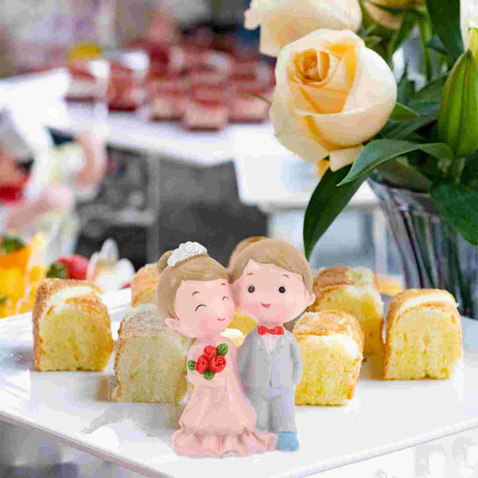 Memorial Ornaments Wedding Decoration Figurines Couple Mini Resin Statue Bride and Groom Figure Blue Cake Crafts Bridegroom