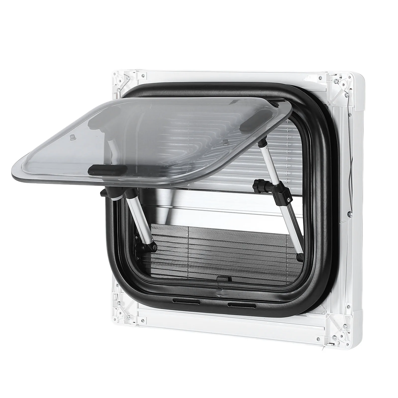 14x11.2inch RV Exit Window Rounded Double Layered UV Protection Push Out Emergency Windows with Curtain for RVs Campers