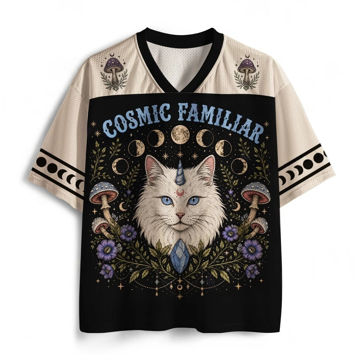 Maillot en maille imprimé 3D pour enfants, hommes et femmes, motif rétro phases lunaires, licorne magique, chat blanc, ample, respirant, à manches courtes
