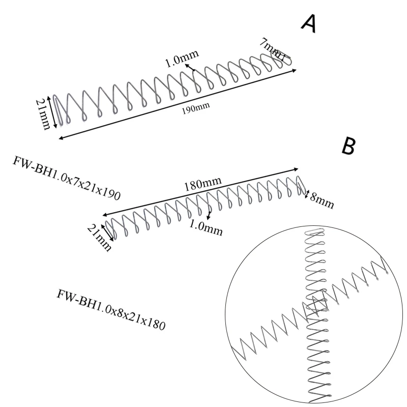 Ressort de compression carré plat, diamètre du fil de 1.0mm