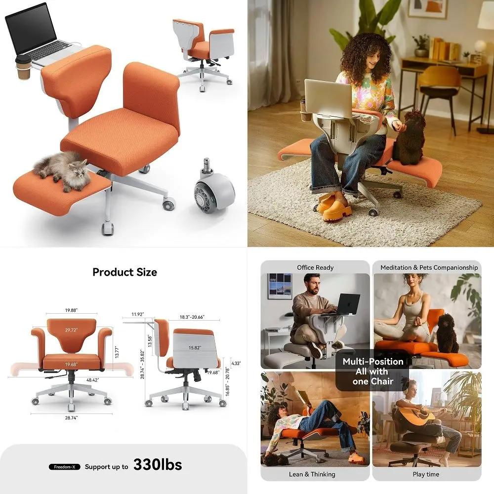 FreedomX Cross Legged Office Desk Chairs for Home, Make Up, Bed Room
