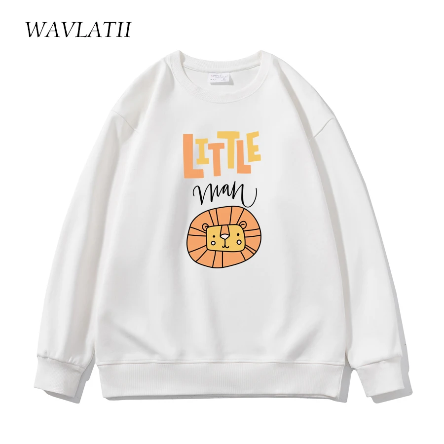 WAVLATII Women New White Sweatshirts Female Cute Printed Casual Hoodies Lady Khaki Sweet Long Sleeve Tops for Youngth WH2360