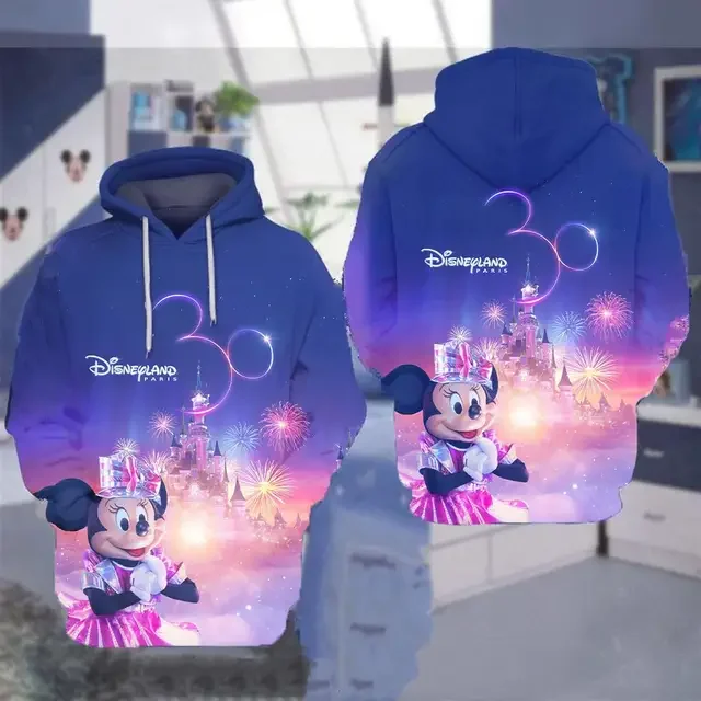 New Disney thickened 3D hoodie for winter Disneyland Paris 30th Anniversary 3D Hoodie Fashion Zip Hoodie