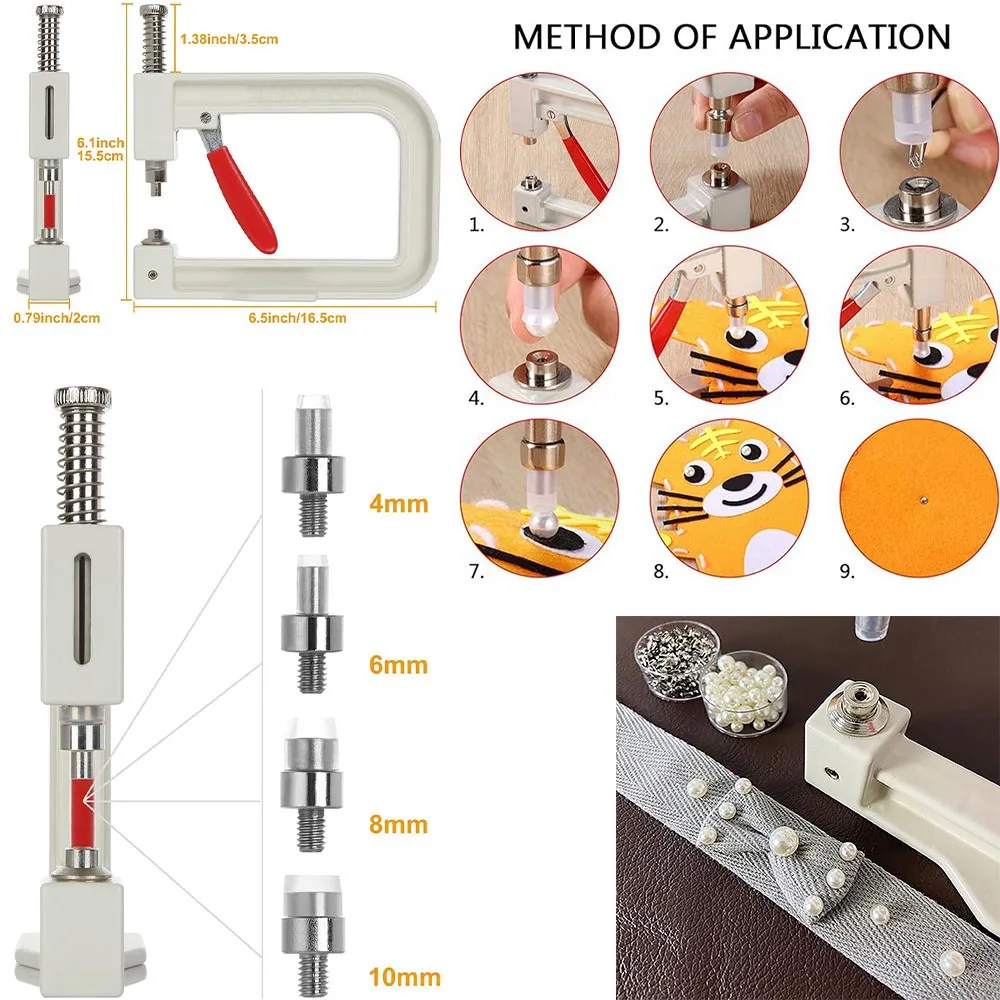 Handgefertigte Perlen-Nieten DIY-Nietset-Maschine DIY-Kleidungswerkzeug Perlen-Nietknöpfe für Beste Dekoration – Detail 4