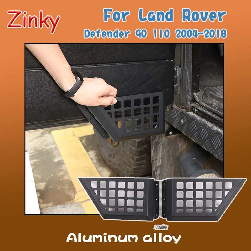 Zinky Aluminum Alloy Car Door Storage Basket Organize Storage Basket For Land Rover Defender 90 110 130 2004-2019 Accessories