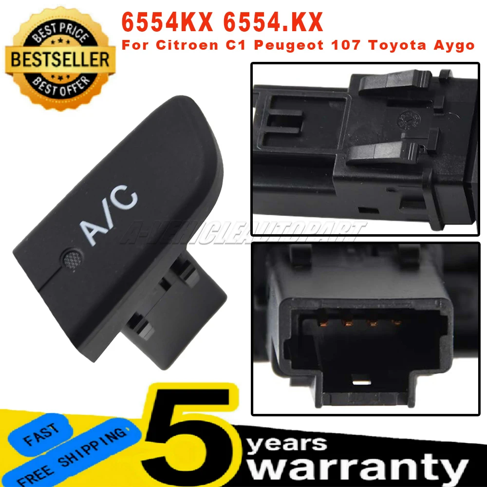 New 6554KX 6554.KX For Citroen C1 Peugeot 107 Toyota Aygo 1Pc Air Conditioning A/C Fan Temperature Switch 3 Pins car accessories
