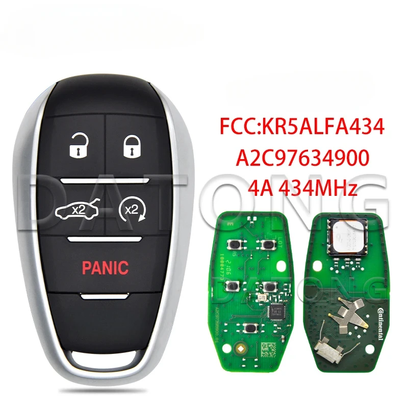 Datong World Car Key For Alfa Romeo Giulia 4A 433.92MHz KRALFA434 A2C97634900 Replacment Keyless Go Promixity Card