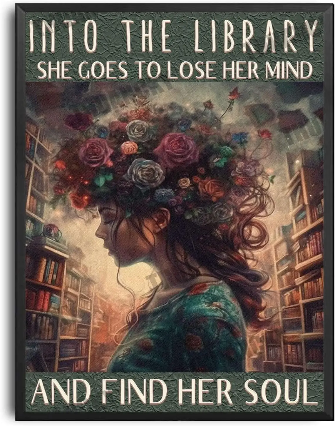THUANCKY Vintage Tin Signs Books Into The Library Vertical Poster Girl Love Books Vintage Wall Art Book Lover Book Dictionary fo