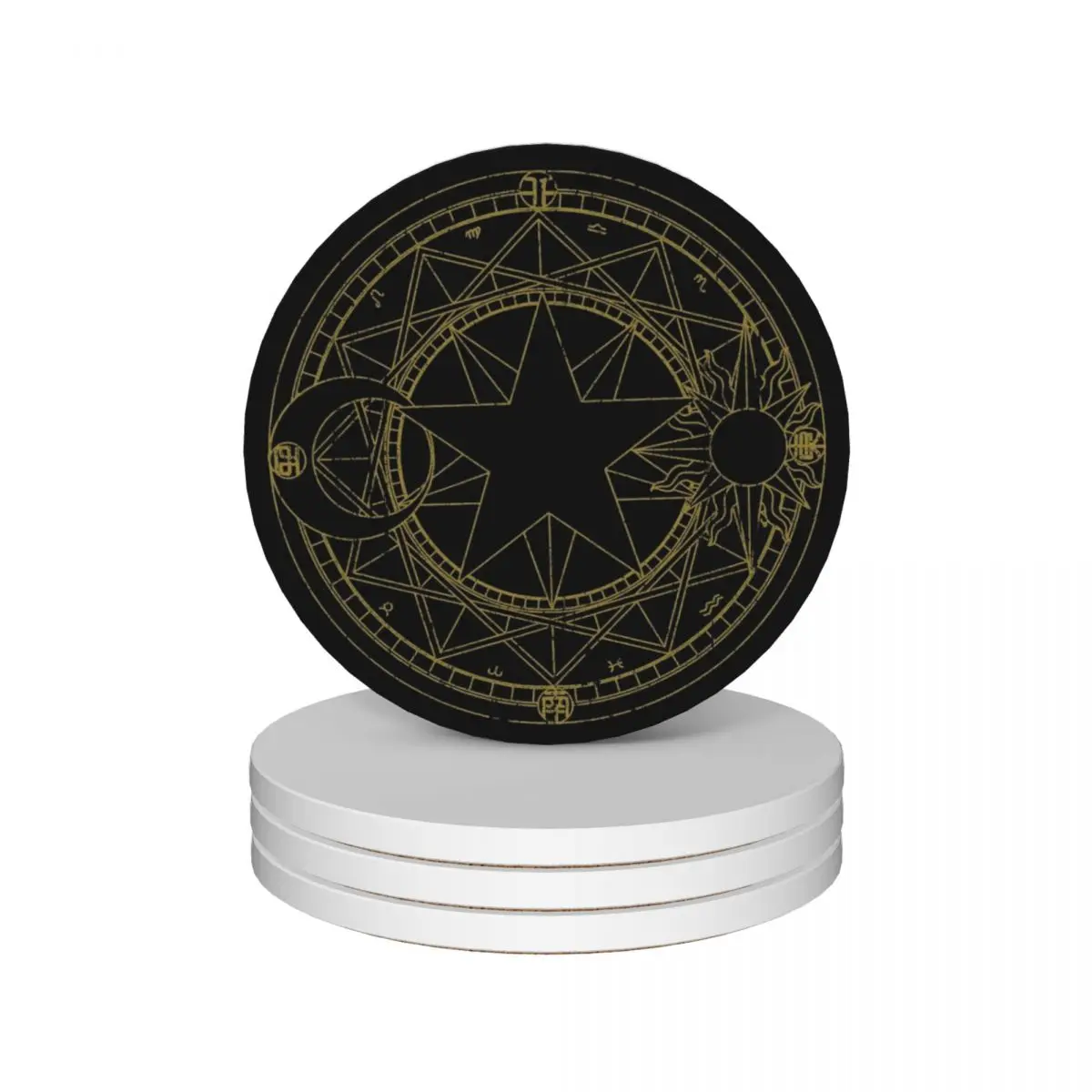 

Sakura's Magic Circle Ceramic Coasters (Set of 4) for cups set white Coasters