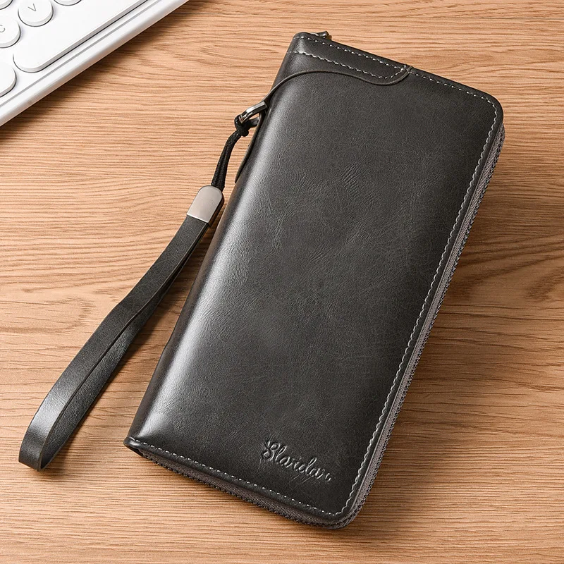 حقيبة يد رجالية طويلة جديدة محفظة ريترو بطاقة القلفة كليب حقيبة يد محفظة الطالب حقيبة انتزاع العصرية #5