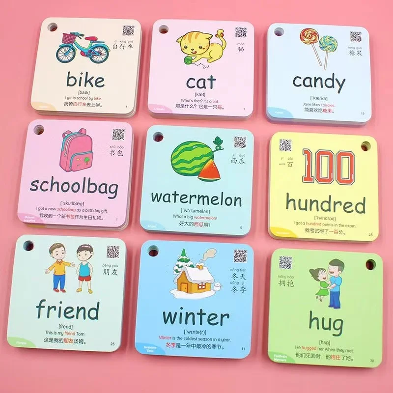 600 Words 20 Categories Cognition Learning Card Animal Shape Color Montessori Educational Chinese English Books for Kids