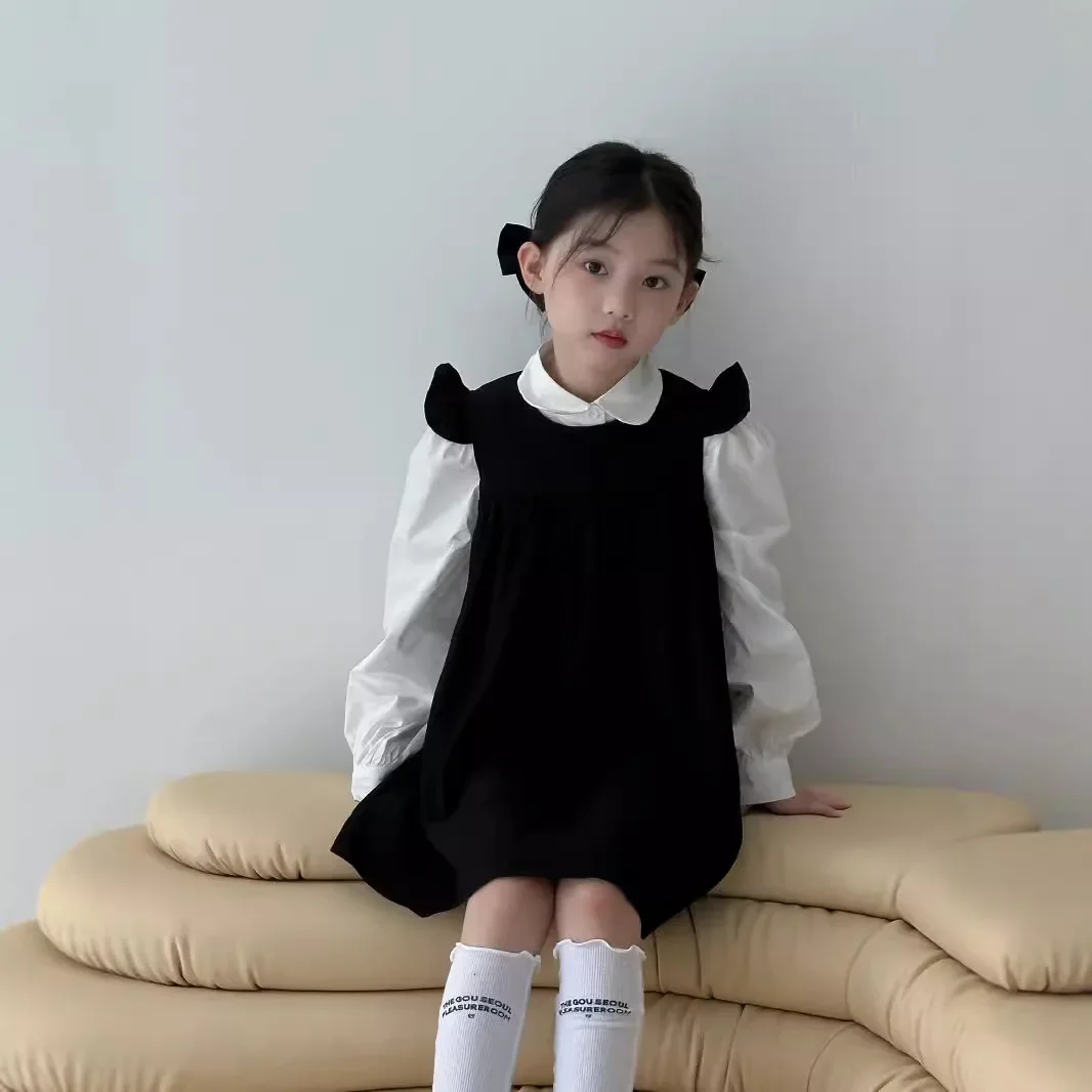 女の子用2点セット - ノースリーブシャツ＆ピナフォアドレス、幼稚園の普段着に最適な幼児用プリンセス衣装、子供服女の子用