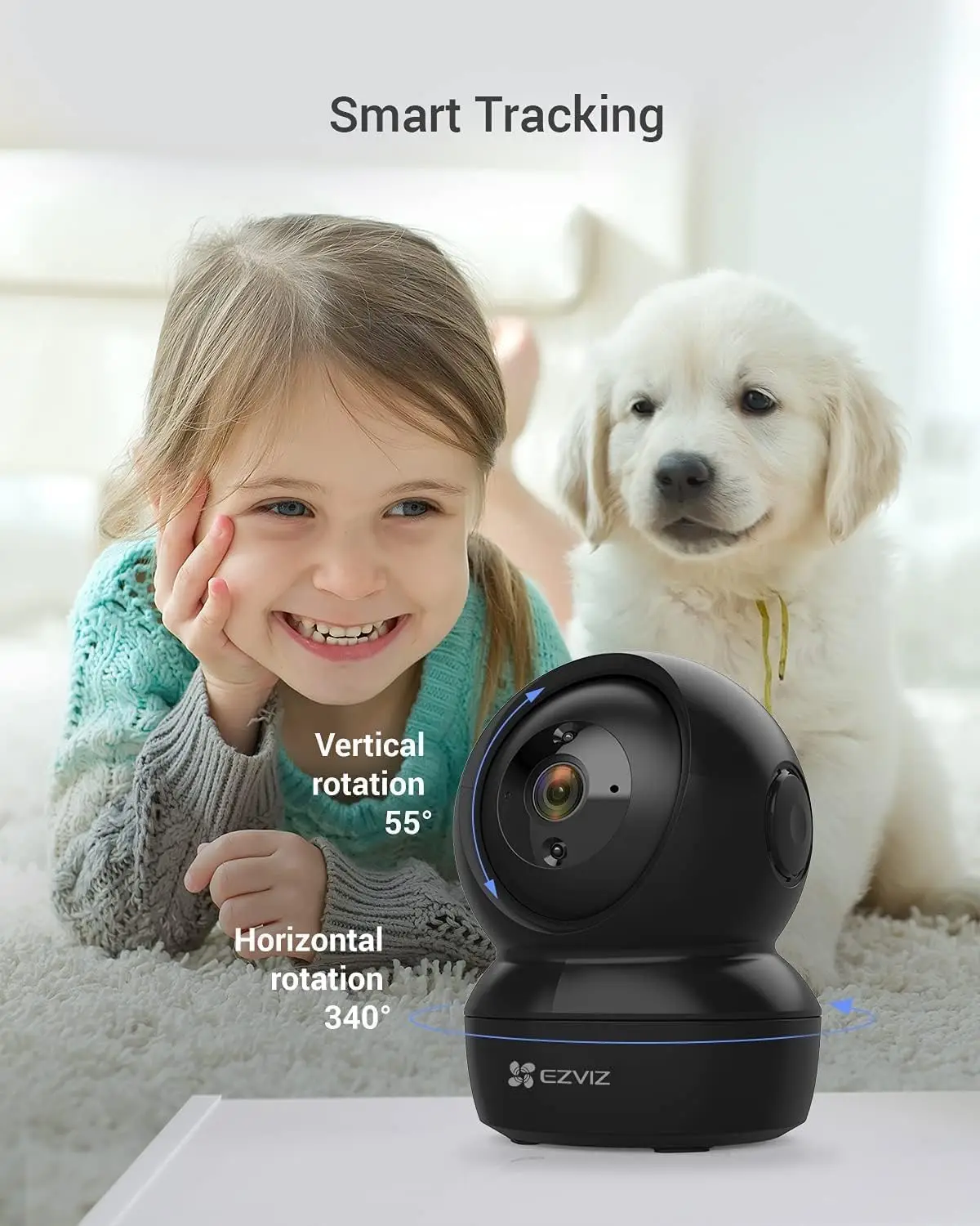 EZVIZ C6N Black 1080P 360° Pan Tilt Indoor Camera,Motion Detection with Auto Tracking, 10m IR Night Vision,2-Way Talk,Sleep Mode