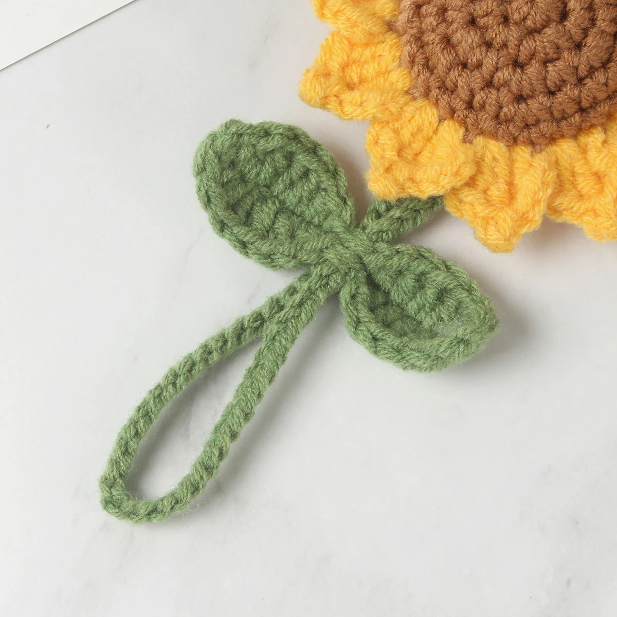 2pcs Handmade Crochet Knit Sunflower Multipurpose Pendant Bag Car Key Ring Decoration Charm  Cute Auto Interior Accessories