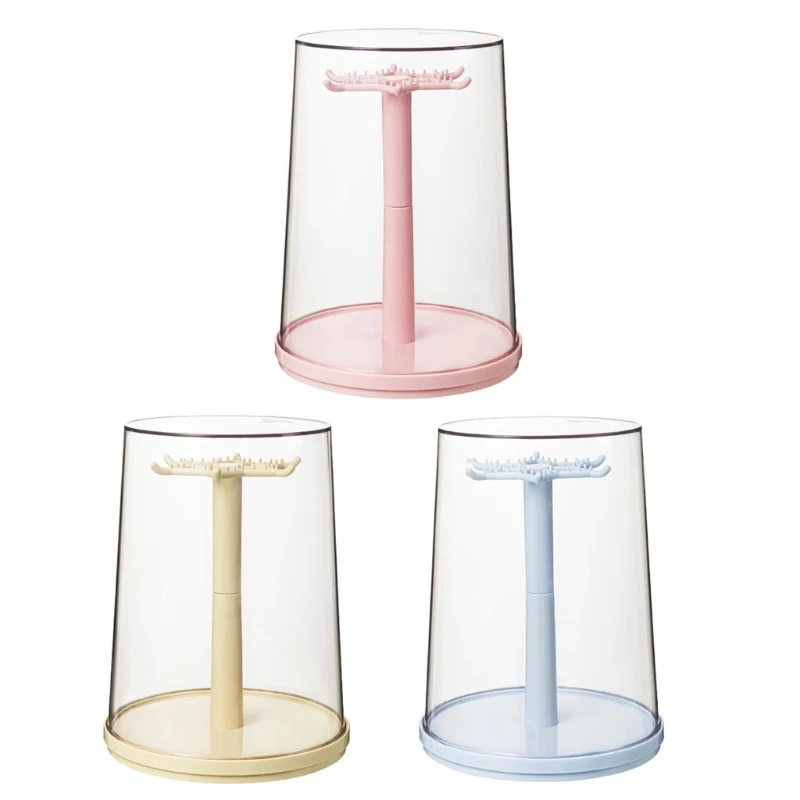 F2TD Multi Angles Spinning Clear Organizers Box Jewelry With Secure Base