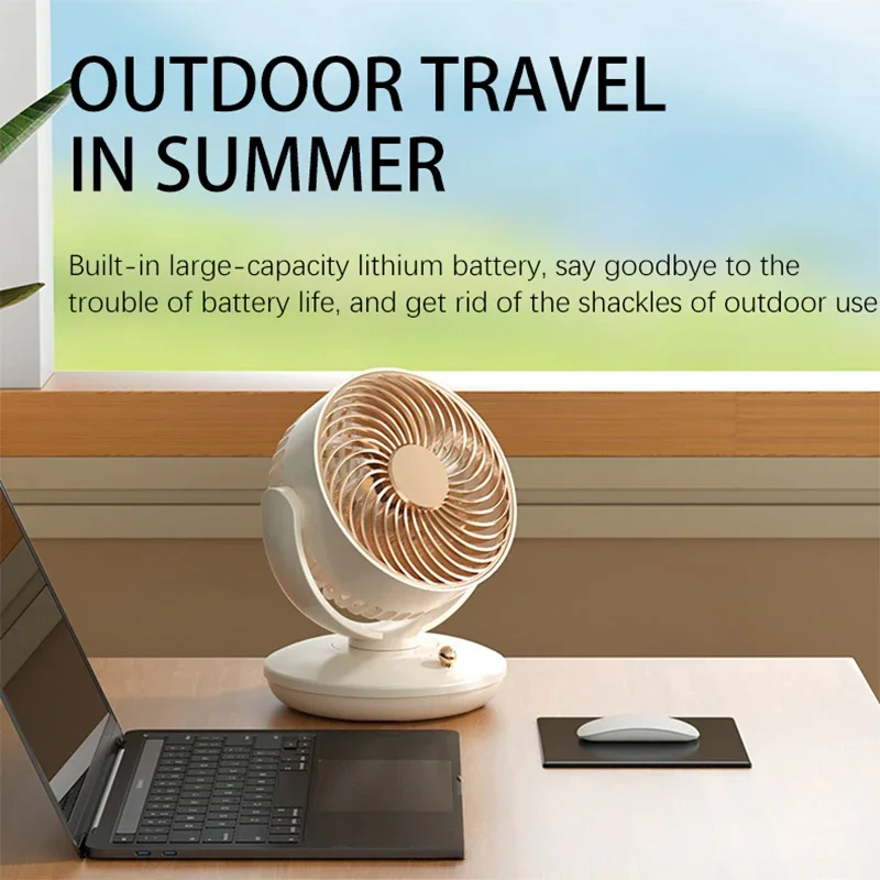 

Mini Home Electric Fan Portable Rechargeable Head Head Electric Desktop Bedroom USB