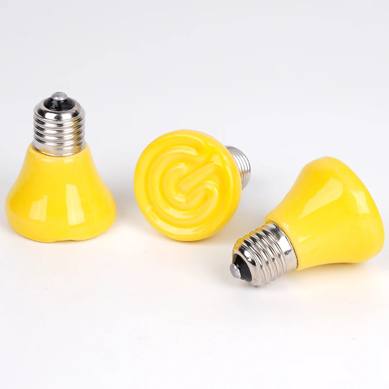 220V E27 Pet Heat Lamp Warmer Bulb Brooder Far Infrared Heating Lamp yellow Black Ceramic Chickens Tortoise Lizard Reptile Light