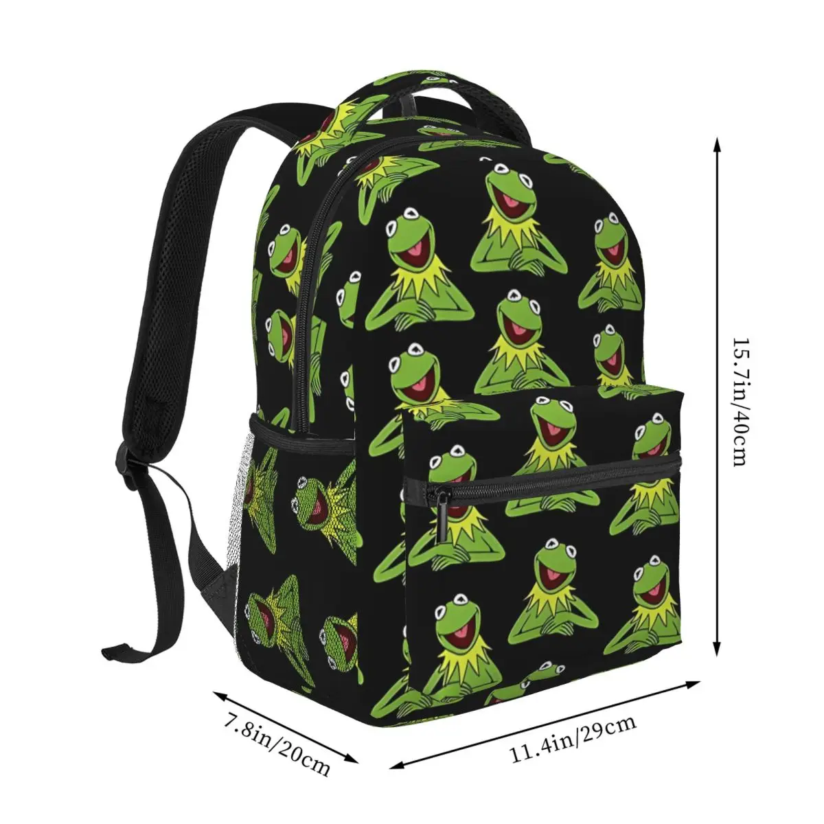 Kermit The Frog Pattern Backpack for Men Women Fashion Student Business Daypack College Shoulder Bag 16in