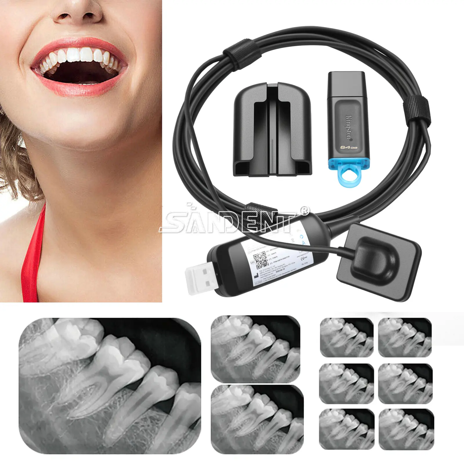 Dental X-Ray Holder Digital Xray Sensor Imaging System 3 Size Sensor1.0/1.5/2.0 fit Twain