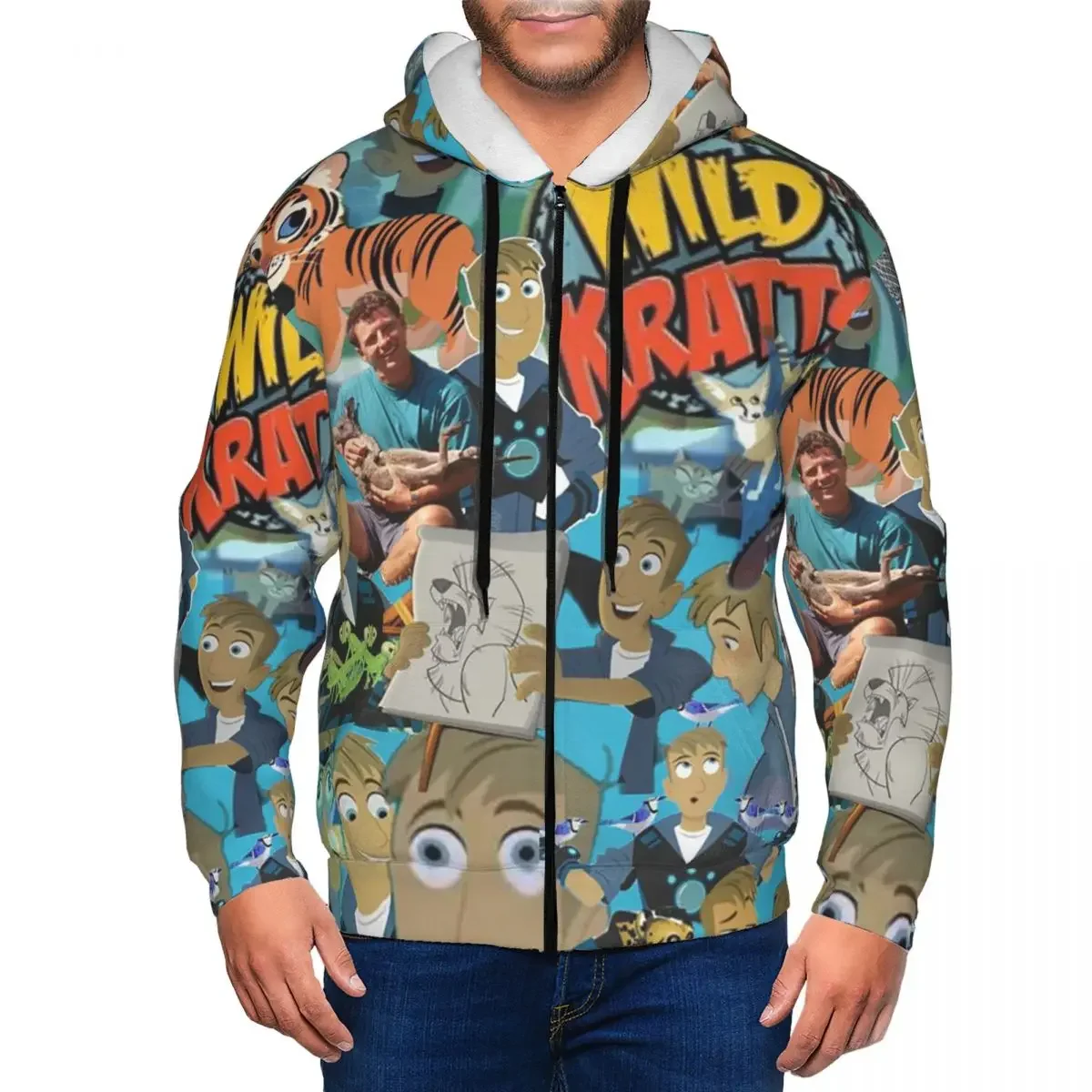 

Толстовки на молнии с узором логотипа Wild Kratts, пуловер в стиле Харадзюку, осень-зима, мужские и женские толстовки, топы с длинными рукавами