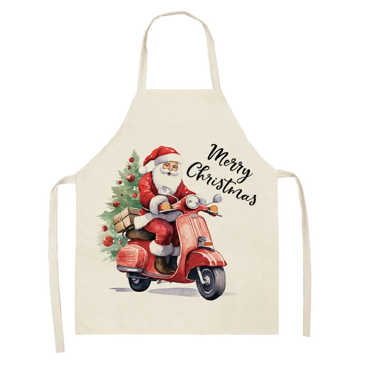Christmas decoration apron gnome Santa Claus snowman print kitchen restaurant oil-proof and stain-proof