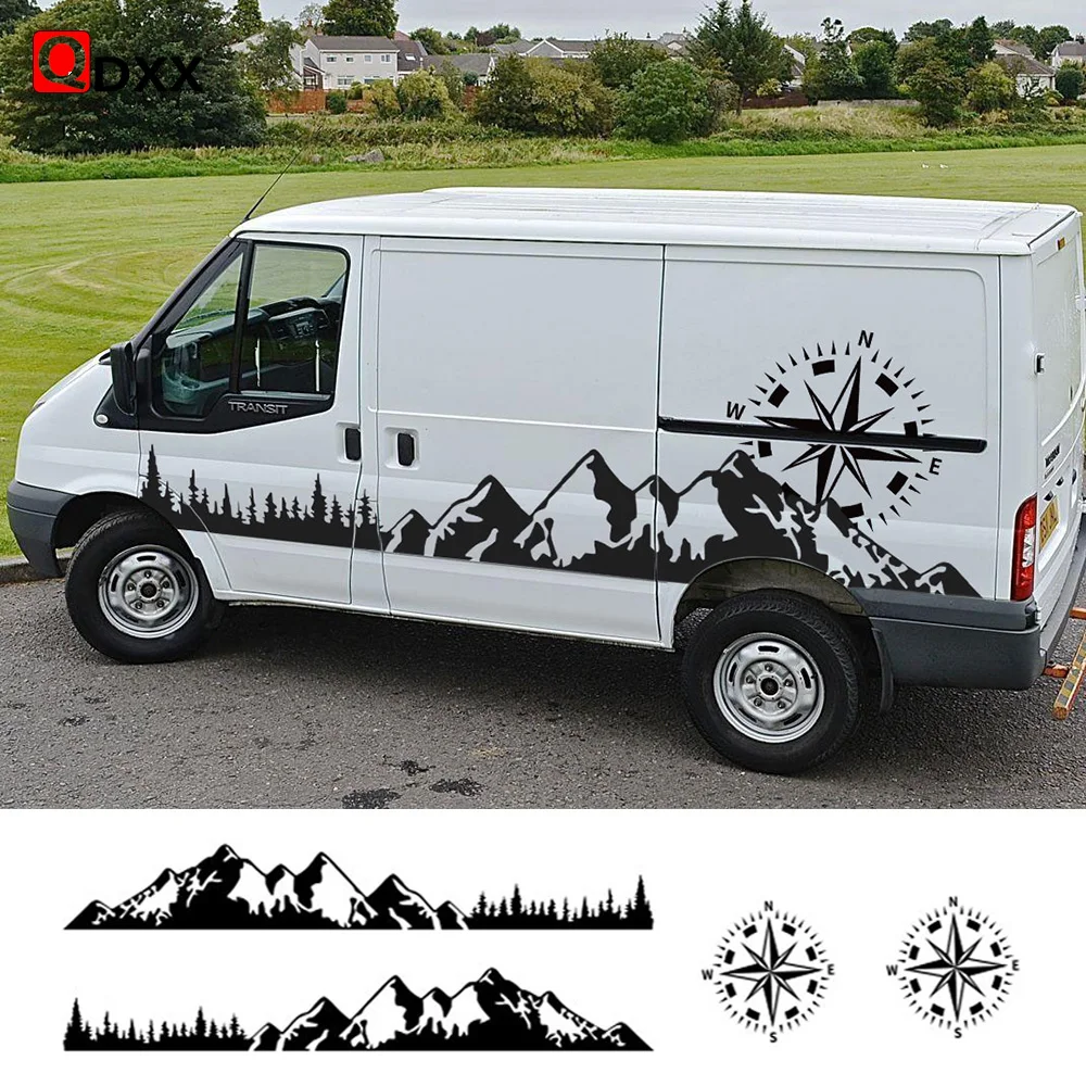 Car Door Stickers Motorhome Camper Van For Ford Transit MK6 MK7 MK8 Tuning Accessories Compass Graphics Vinyl Film Decals