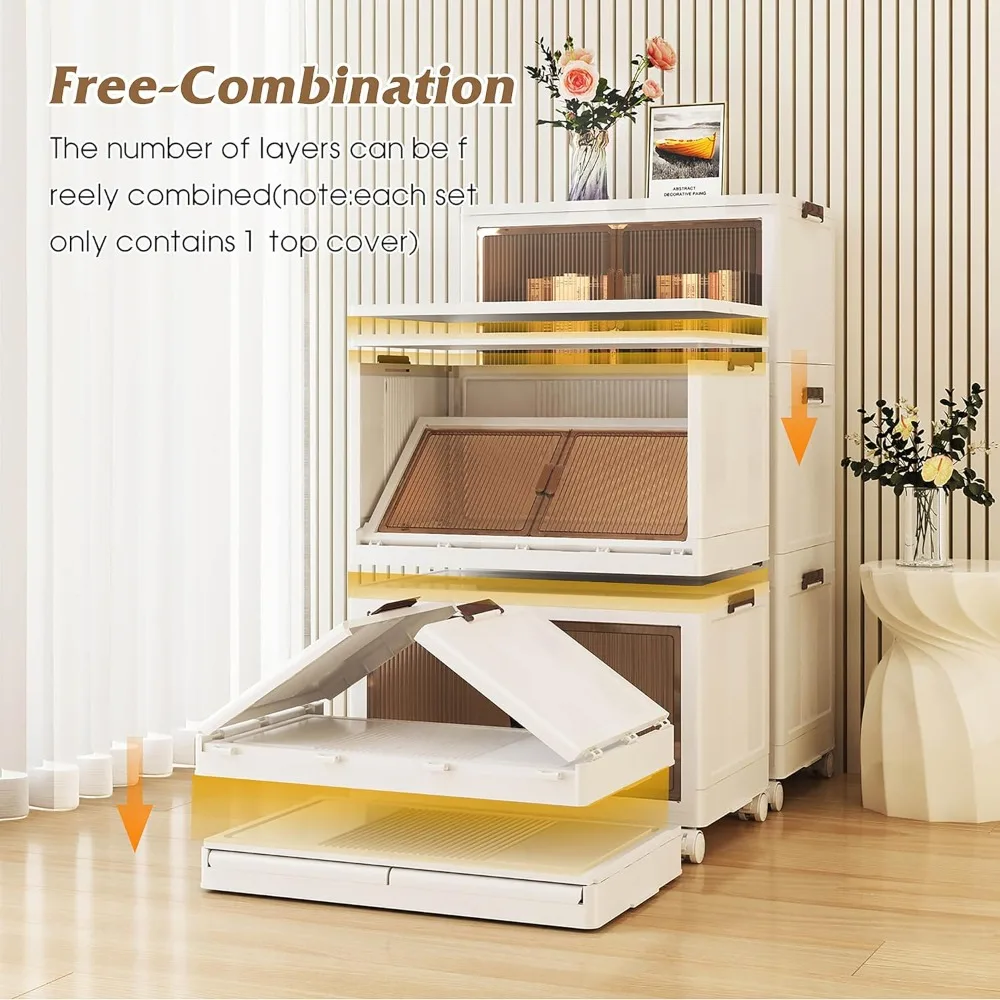 5-Tier Foldable Storage Bins with Lid, 420 Quart, 105 Gallon, 397 Liter Capacity, Ideal for Closet and Storage Solutions