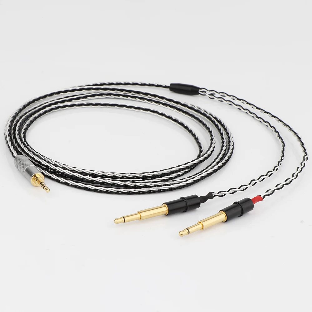 2.5/3.5/4.4/6.35mm Male Plug 8 CoreS Black Braided Earphone Cable For Meze 99 Classics NEO NOIR Headset Headphone