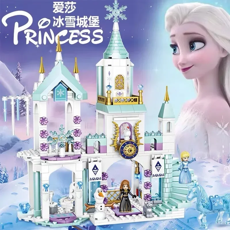 Disney Frozen Snow2 World Series The Elsa Magical Ice Castle Set Building Blocks Bricks Toys Children Girl Educational Gift Toys